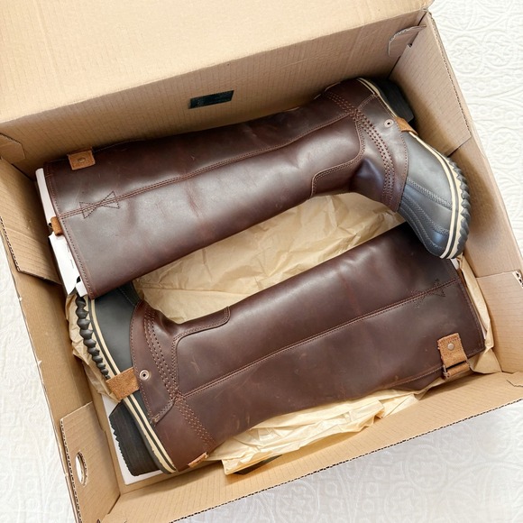 Sorel Shoes - RARE Sorel Slimpack Tall Leather Riding Boots Winter Duck Boots, Nutmeg (Sz 9)